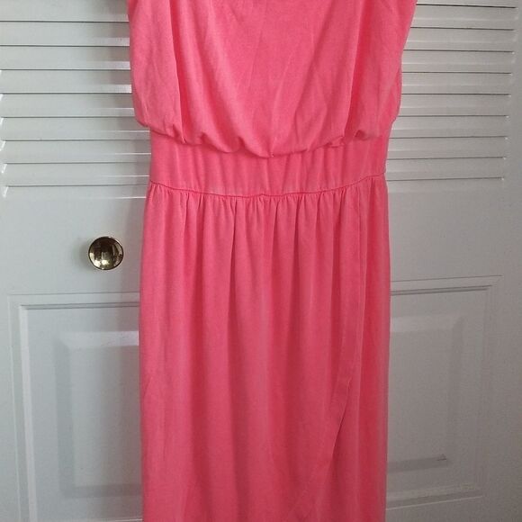 Coral/pink dress 2 piece set comes w knit sweater to throw over when chilly - Picture 5 of 9